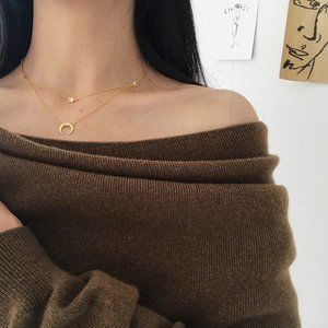 14K gold Crescent Moon Multi-Strand Gold Necklace